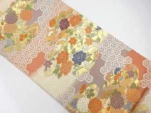 唐織　ヱ霞に花模様織り出し　袋帯